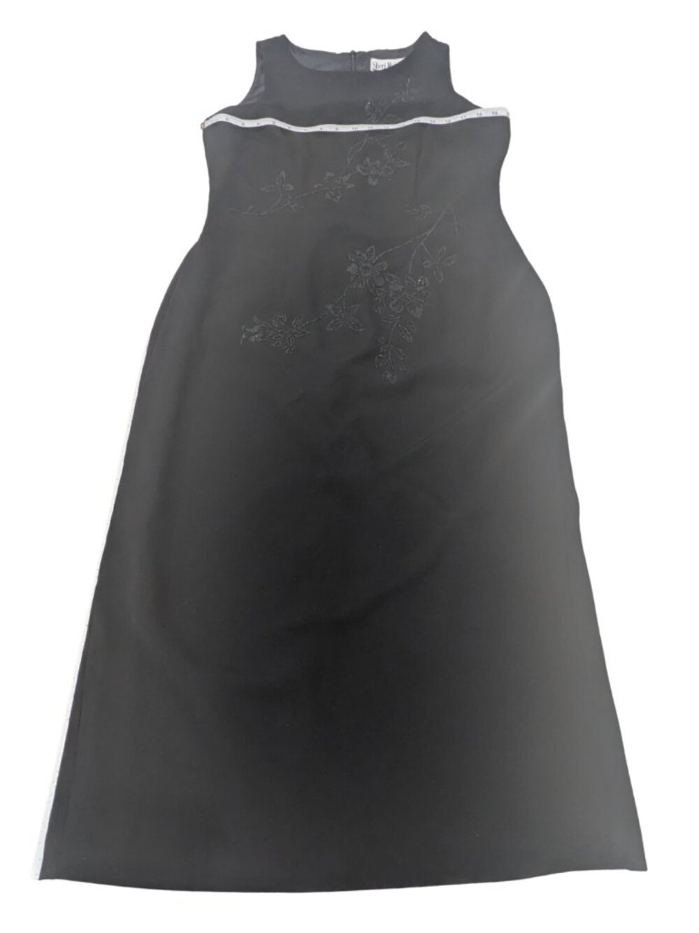 Sheri Martin NY Black Floral Embroidered Sheath Dress Size 14 - Picture 5 of 7